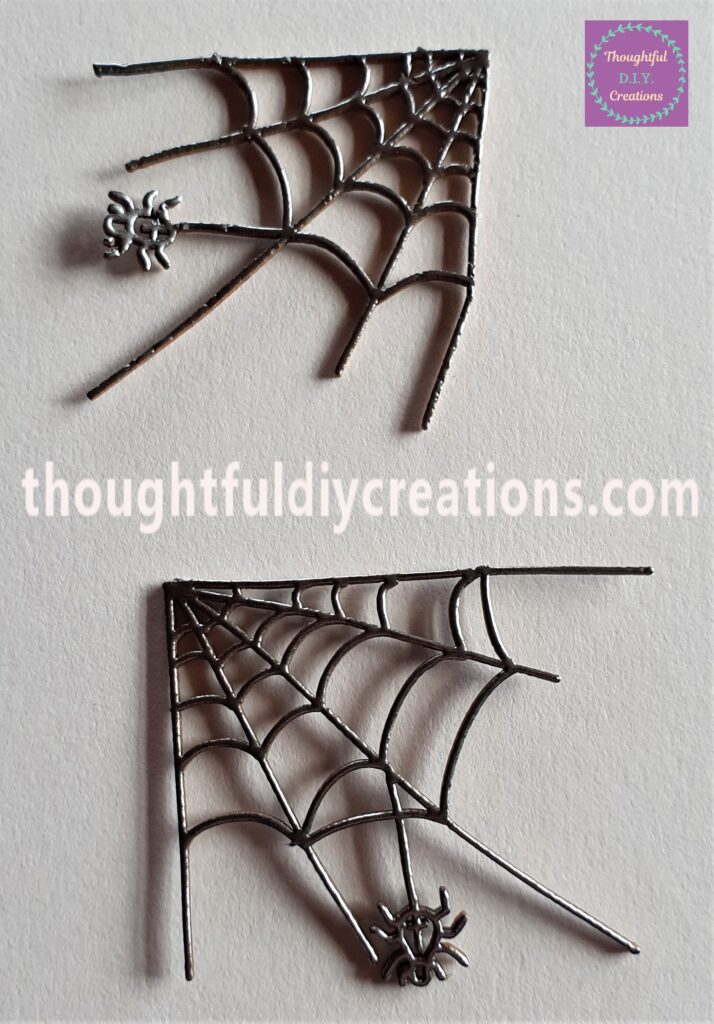 I Embossed the 2 Top Spiderwebs with Vintage Silver Embossing Powder.