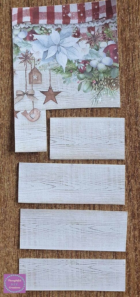 I Cut out Strips of the Wood Pattern from the left over Page I had Cut to fit the Frame.