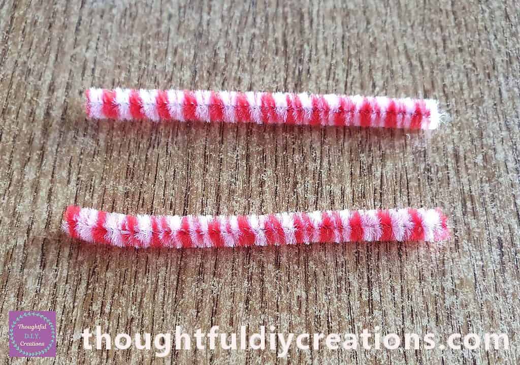 I Cut off one piece from the Pipe Cleaner and then measured it beside the rest of the Pipe Cleaner to Cut out another same size piece.