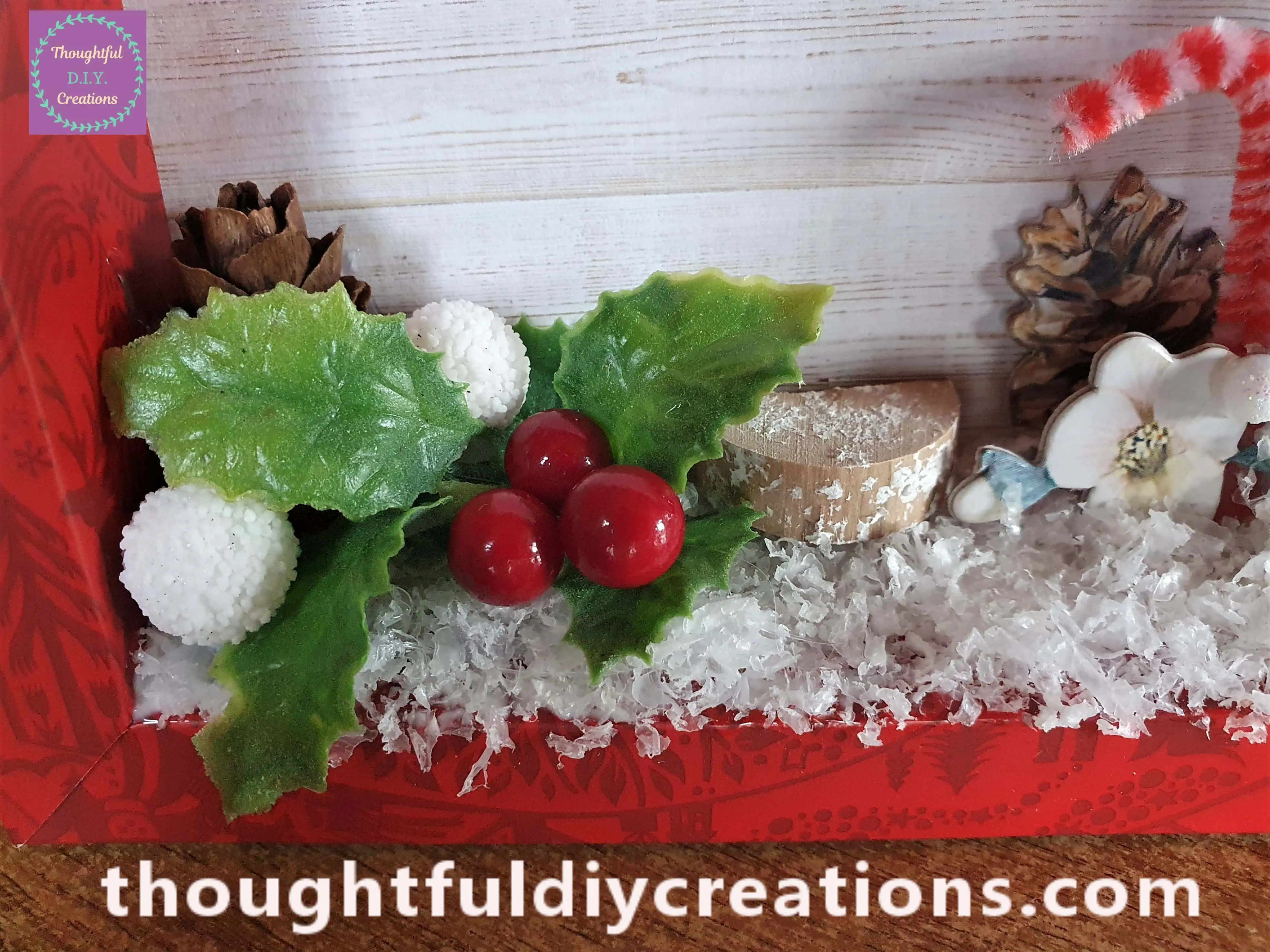 Two Snow Berries and a broken Wood Slice were added to provide more fullness and Colour.