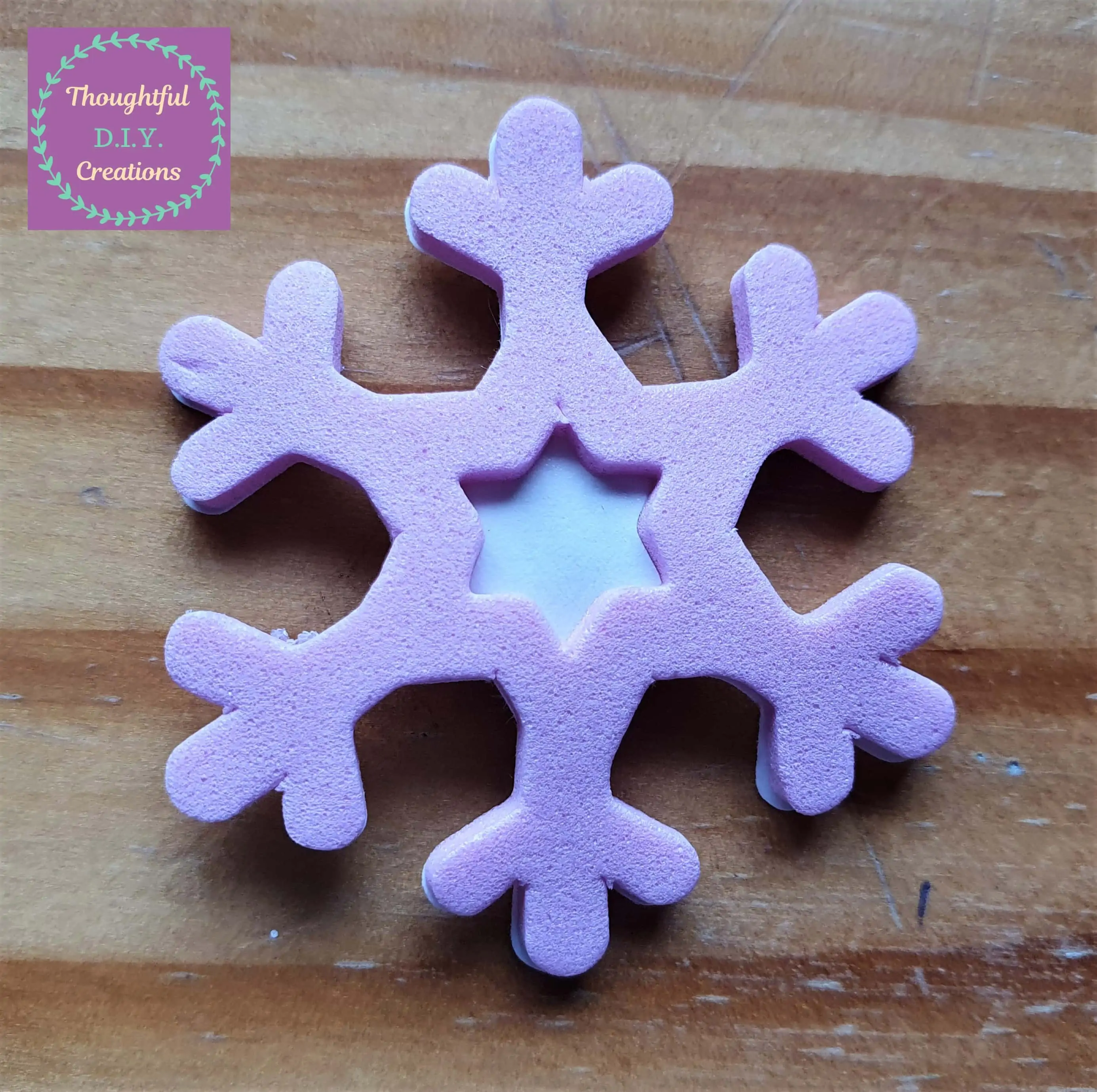 I removed the Pink Star Shape from this Foam Snowflake Sticker.