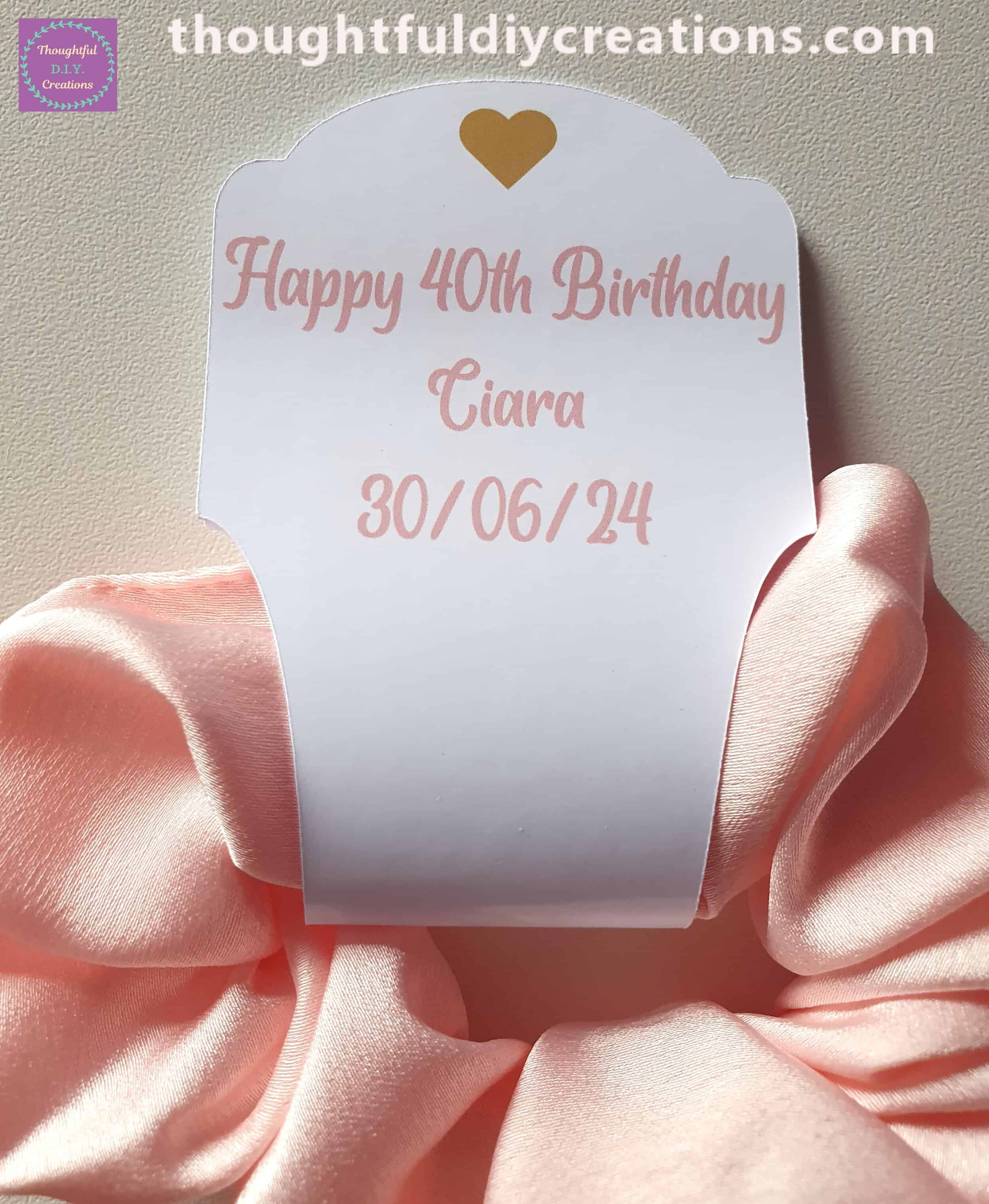 Personalised 40th Birthday Scrunchie Tag