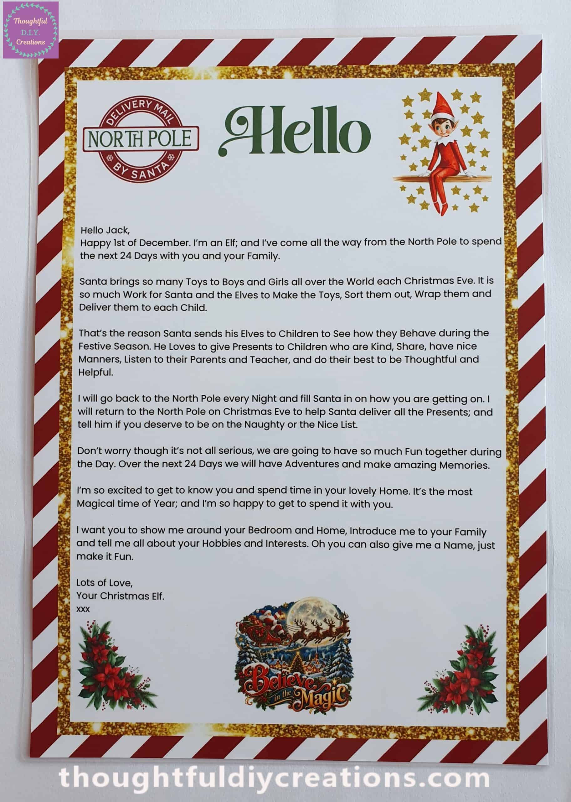 Hello Elf Letter