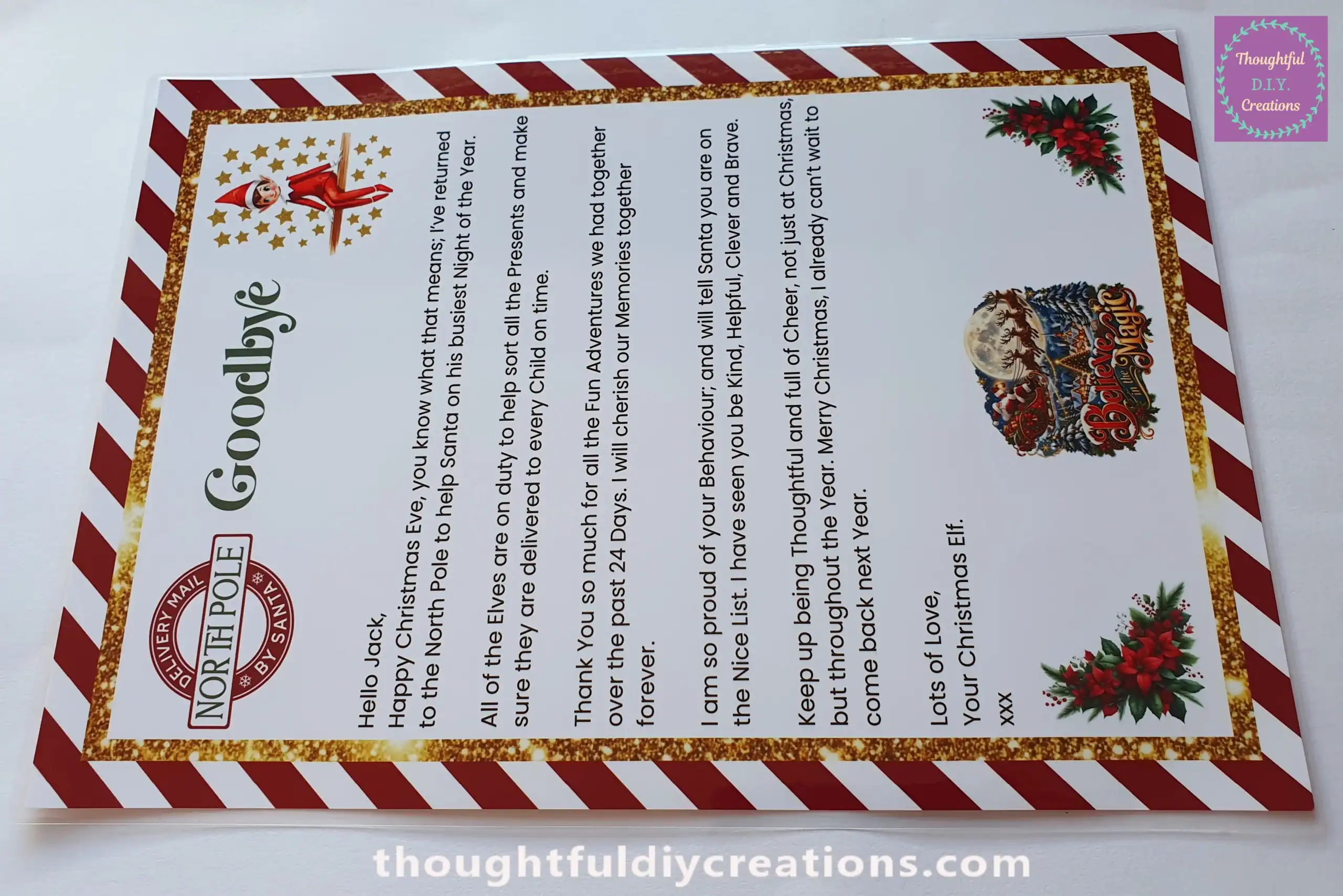 Side Angle of the Goodbye Letter